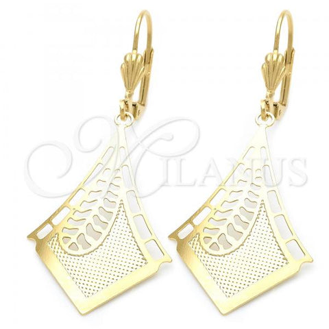 Oro Laminado Dangle Earring, Gold Filled Style Golden Finish, 81.005