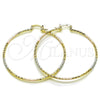 Oro Laminado Extra Large Hoop, Gold Filled Style Diamond Cutting Finish, Tricolor, 02.170.0523.60