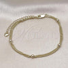 Oro Laminado Basic Anklet, Gold Filled Style Miami Cuban and Ball Design, Polished, Golden Finish, 03.213.0306.09