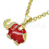 Oro Laminado Fancy Pendant, Gold Filled Style Elephant Design, Red Enamel Finish, Golden Finish, 05.253.0120.1