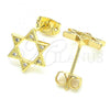 Oro Laminado Stud Earring, Gold Filled Style Star of David Design, with White Cubic Zirconia, Polished, Golden Finish, 02.156.0392