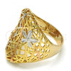 Oro Laminado Elegant Ring, Gold Filled Style Flower Design, Polished, Tricolor, 01.100.0012.07 (Size 7)