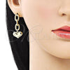 Oro Laminado Long Earring, Gold Filled Style Paperclip and Heart Design, Polished, Golden Finish, 02.213.0564