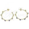 Oro Laminado Medium Hoop, Gold Filled Style Evil Eye Design, Blue Enamel Finish, Golden Finish, 02.213.0219.30