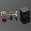 Oro Laminado Stud Earring, Gold Filled Style Heart Design, Orange Enamel Finish, Golden Finish, 02.64.0203 *PROMO*