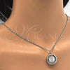 Rhodium Plated Pendant Necklace, Guadalupe Design, with White Cubic Zirconia, Diamond Cutting Finish, Rhodium Finish, 04.106.0039.1.20