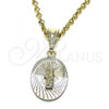 Oro Laminado Religious Pendant, Gold Filled Style San Judas Design, Diamond Cutting Finish, Tricolor, 05.351.0213
