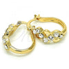Oro Laminado Small Hoop, Gold Filled Style with White Crystal, Polished, Golden Finish, 02.100.0098.20