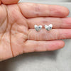 Sterling Silver Stud Earring, Heart Design, Polished, Silver Finish, 02.407.0003