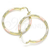 Oro Laminado Medium Hoop, Gold Filled Style Diamond Cutting Finish, Tricolor, 02.213.0244.40
