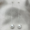 Sterling Silver Long Earring, Ball Design, Polished, Silver Finish, 02.395.0029