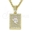 Oro Laminado Fancy Pendant, Gold Filled Style Flower Design, Polished, Tricolor, 05.351.0082