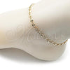 Oro Laminado Fancy Anklet, Gold Filled Style Puff Mariner Design, Polished, Golden Finish, 04.326.0006.10
