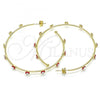 Oro Laminado Large Hoop, Gold Filled Style Evil Eye Design, Red Enamel Finish, Golden Finish, 02.213.0219.2.50
