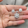 Sterling Silver Earring and Pendant Adult Set, Flower Design, Polished, Silver Finish, 10.398.0014