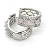 Rhodium Plated Huggie Hoop, with Pink and White Cubic Zirconia, Polished, Rhodium Finish, 02.210.0091.12.15