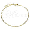 Oro Laminado Basic Anklet, Gold Filled Style Pave Mariner Design, Polished, Golden Finish, 04.213.0215.10