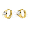 Oro Laminado Huggie Hoop, Gold Filled Style with White Cubic Zirconia, Polished, Golden Finish, 5.132.024