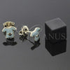 Oro Laminado Stud Earring, Gold Filled Style Heart Design, Blue Enamel Finish, Golden Finish, 5.126.009 *PROMO*