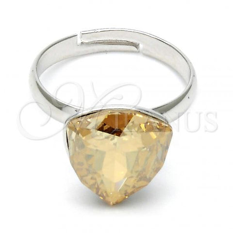 Rhodium Plated Multi Stone Ring, with Golden Shadow Swarovski Crystals, Polished, Rhodium Finish, 01.239.0005.1 (One size fits all)