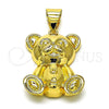 Oro Laminado Fancy Pendant, Gold Filled Style Teddy Bear Design, Polished, Golden Finish, 05.342.0209