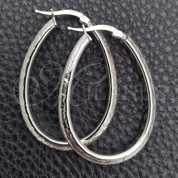 Sterling Silver Medium Hoop, Diamond Cutting Finish, Silver Finish, 02.389.0130.40