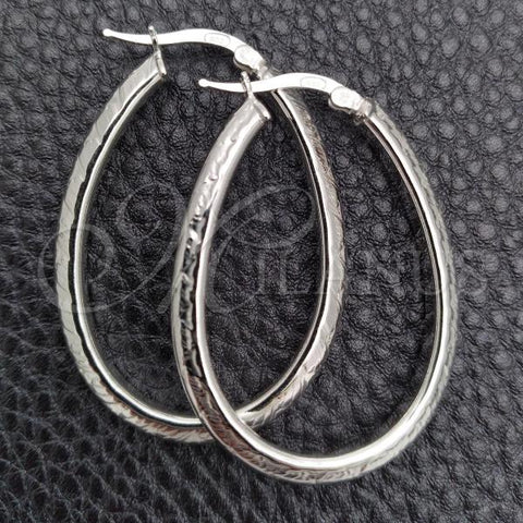 Sterling Silver Medium Hoop, Diamond Cutting Finish, Silver Finish, 02.389.0130.40