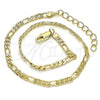 Oro Laminado Basic Anklet, Gold Filled Style Figaro Design, Polished, Golden Finish, 04.213.0144.10