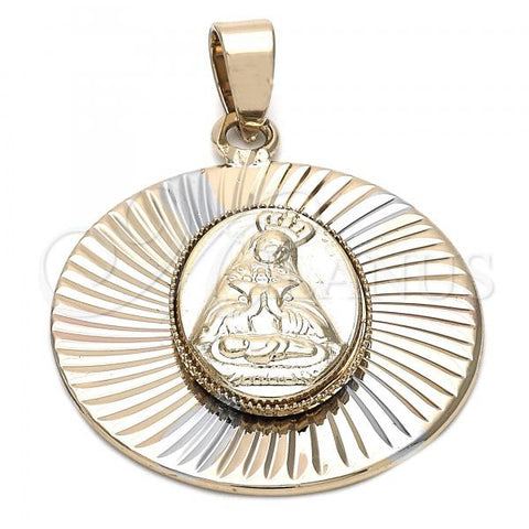 Oro Laminado Religious Pendant, Gold Filled Style Altagracia Design, Diamond Cutting Finish, Tricolor, 5.196.016