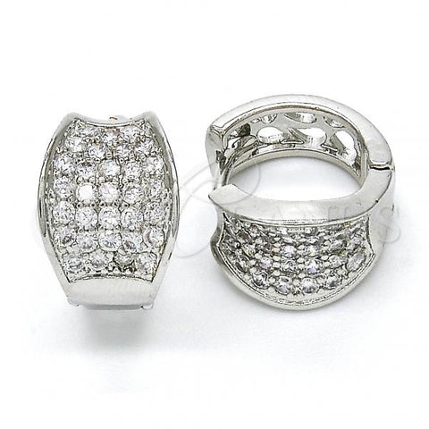 Rhodium Plated Huggie Hoop, with White Cubic Zirconia, Polished, Rhodium Finish, 02.217.0068.15
