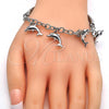 Rhodium Plated Charm Bracelet, Dolphin and Hollow Design, with White Crystal, Polished, Rhodium Finish, 03.63.1829.2.08