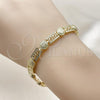 Oro Laminado Solid Bracelet, Gold Filled Style Greek Key Design, Polished, Golden Finish, 03.213.0390.07