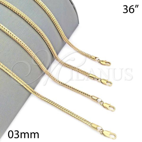 Oro Laminado Basic Necklace, Gold Filled Style Diamond Cutting Finish, Golden Finish, 04.63.0210.36
