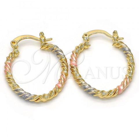 Oro Laminado Small Hoop, Gold Filled Style Polished, Tricolor, 02.170.0189.1.20