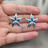 Sterling Silver Stud Earring, Star Design, with Bermuda Blue Opal, Polished, Silver Finish, 02.391.0012