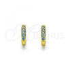 Oro Laminado Huggie Hoop, Gold Filled Style with Aqua Blue Micro Pave, Polished, Golden Finish, 02.195.0105.8.10