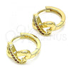 Oro Laminado Huggie Hoop, Gold Filled Style Heart Design, with Garnet Micro Pave, Polished, Golden Finish, 02.210.0593.1.12
