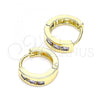 Oro Laminado Huggie Hoop, Gold Filled Style with Amethyst Cubic Zirconia, Polished, Golden Finish, 02.210.0641.2.12