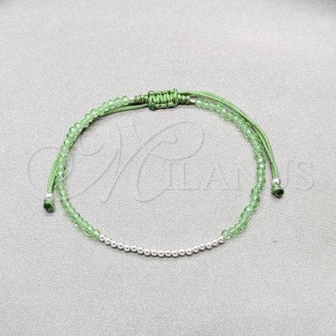 Sterling Silver Adjustable Bolo Bracelet, Ball Design, with Peridot Crystal, Polished, Silver Finish, 03.426.0058.07