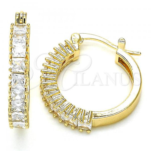 Oro Laminado Small Hoop, Gold Filled Style with White Cubic Zirconia, Polished, Golden Finish, 02.210.0281.20