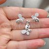 Sterling Silver Earring and Pendant Adult Set, Butterfly Design, Polished, Silver Finish, 10.398.0019