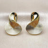 Oro Laminado Stud Earring, Gold Filled Style Infinite and Shell Design, Diamond Cutting Finish, Golden Finish, 02.156.0713