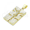 Oro Laminado Fancy Pendant, Gold Filled Style Jesus Design, Polished, Golden Finish, 05.213.0128