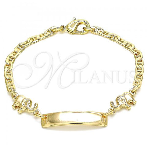 Oro Laminado ID Bracelet, Gold Filled Style Elephant Design, Polished, Golden Finish, 03.63.2141.06