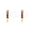 Oro Laminado Huggie Hoop, Gold Filled Style with Garnet Cubic Zirconia, Polished, Golden Finish, 02.210.0604.1.12