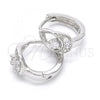 Sterling Silver Huggie Hoop, Teardrop Design, with White Cubic Zirconia, Polished, Rhodium Finish, 02.332.0037.12
