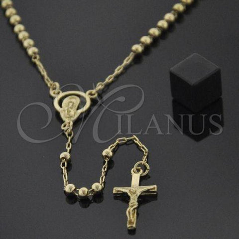 Oro Laminado Medium Rosary, Gold Filled Style Altagracia Design, Polished, Golden Finish, 5.213.004.16