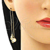 Oro Laminado Threader Earring, Gold Filled Style with White and Black Micro Pave, Polished, Golden Finish, 02.210.0506