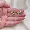 Oro Laminado Stud Earring, Gold Filled Style Bow Design, Polished, Golden Finish, 02.341.0208