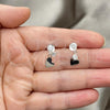 Sterling Silver Dangle Earring, Heart Design, with White Cubic Zirconia, Polished, Silver Finish, 02.401.0074